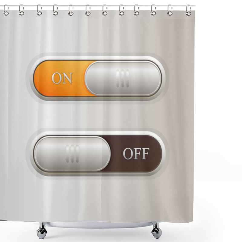 Personality  Vector On Off Buttons. Shower Curtains