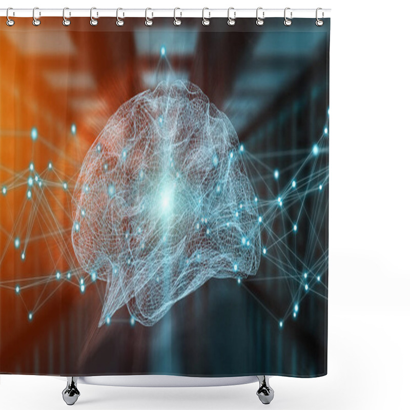 Personality  Human Brain Digital X-ray 3D Rendering Shower Curtains