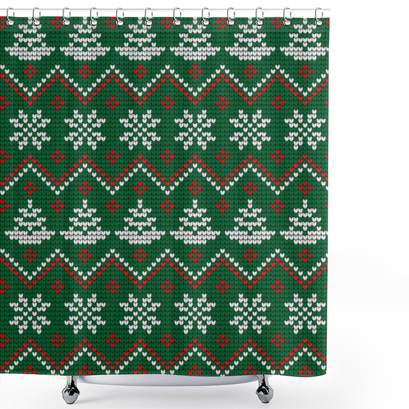 Personality  Knitted Christmas And New Year Pattern Shower Curtains