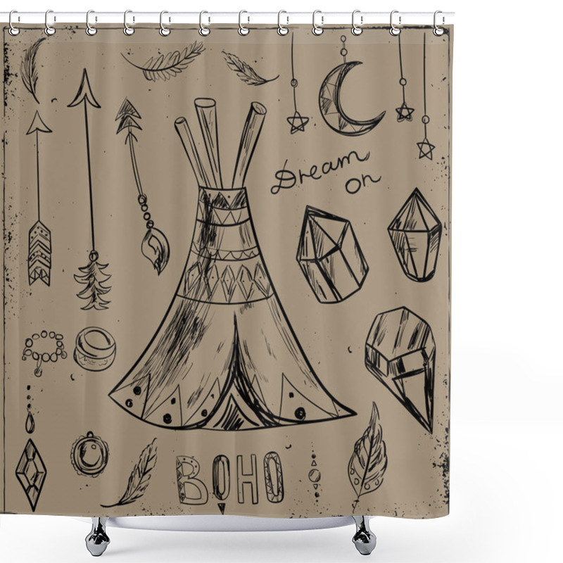 Personality  Sketch Native American Totem  Shower Curtains