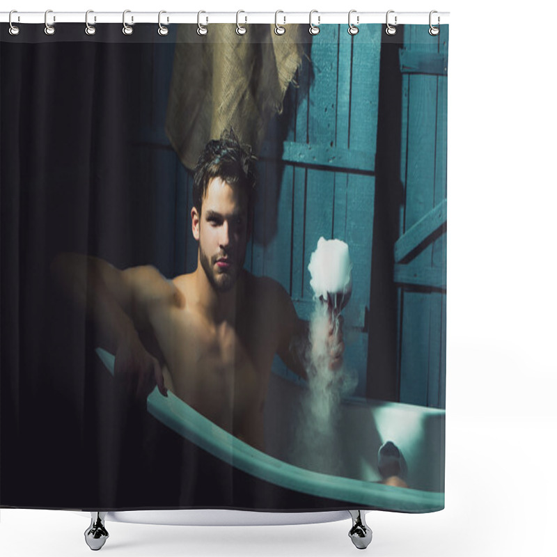 Personality  Man With Glass In Bath Shower Curtains