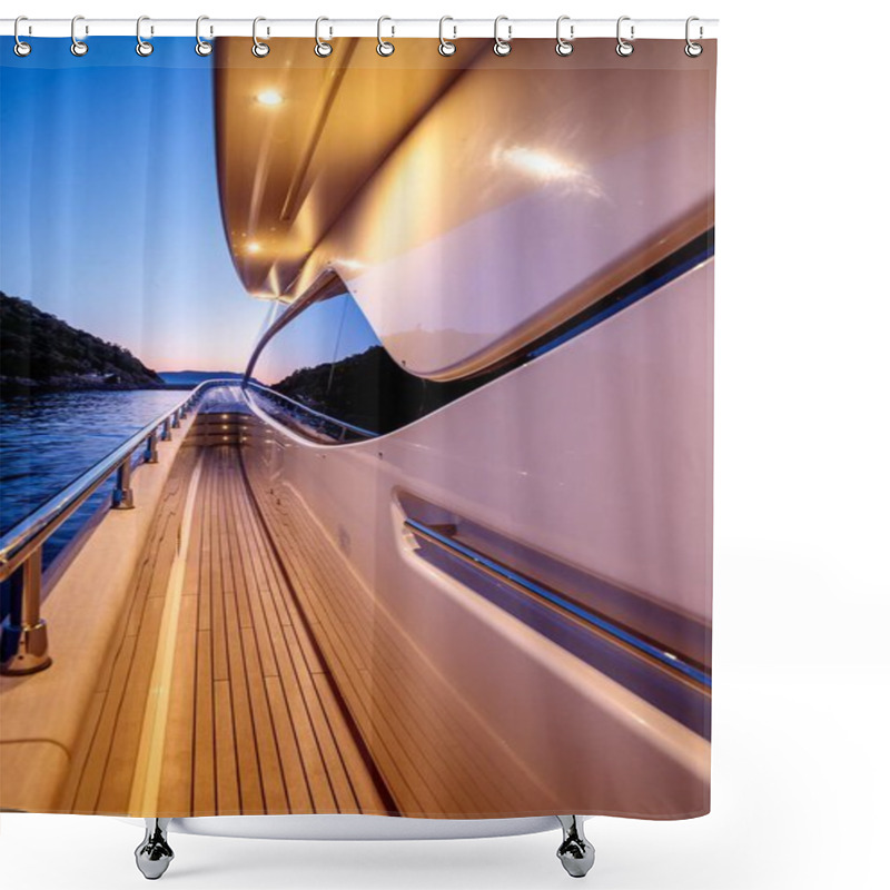 Personality  A Vertical Shot Form The Yacht Of The Sea Under A Dark Blue Sky Shower Curtains