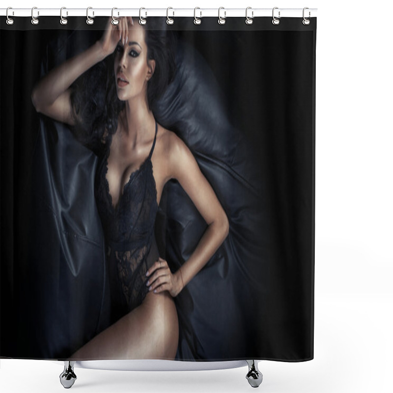 Personality  Beautiful Tawny Woman Lying On The Couch Shower Curtains