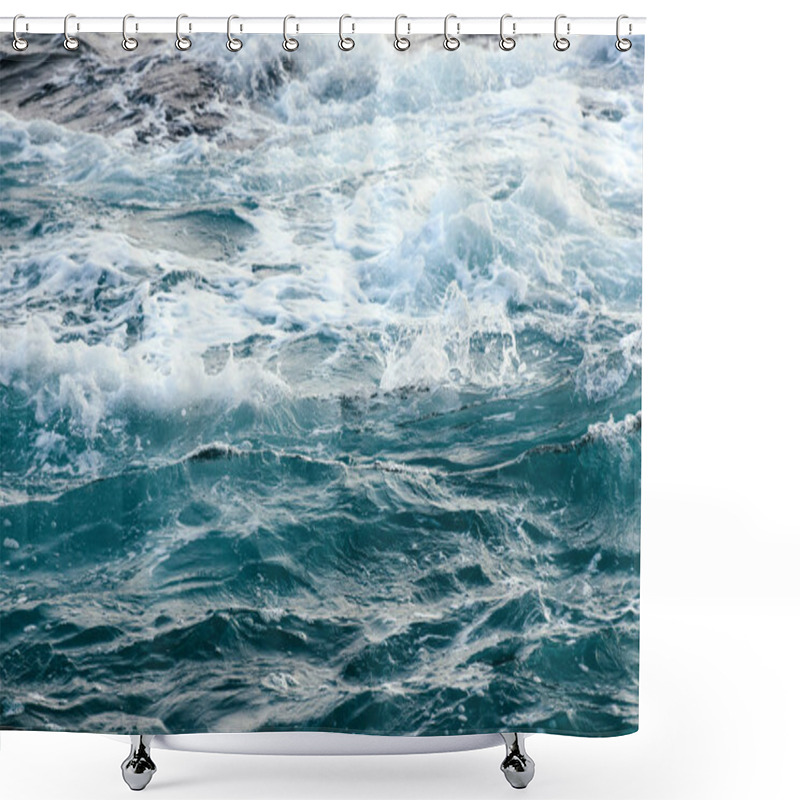 Personality  Stormy Dark Sea. Deep Blue Water From Top View. Nature Wallpaper.  Shower Curtains