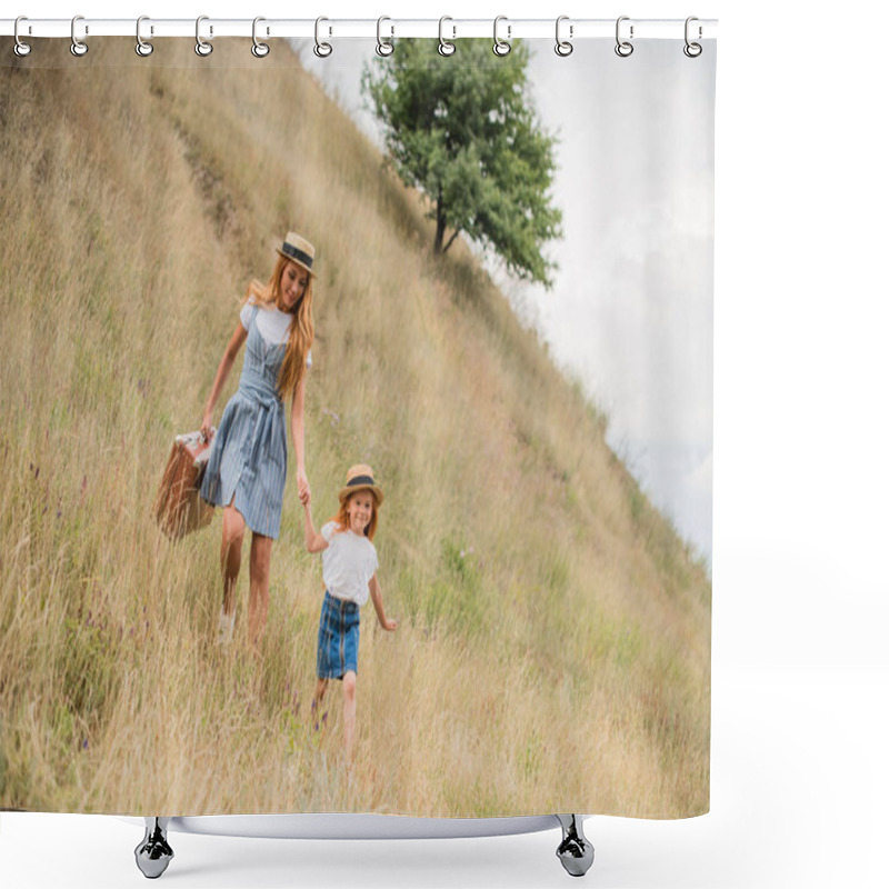 Personality  Mother And Daughter Walking On Hill Shower Curtains