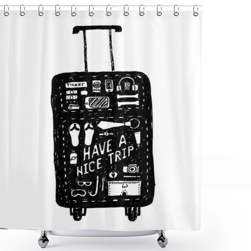 Personality  Vacation Bag Illustration Shower Curtains