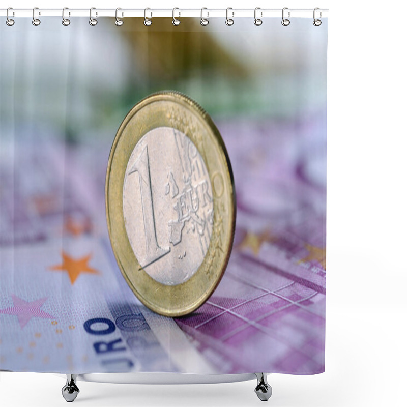 Personality  Coin One Euro At EUR 500 Banknotes Shower Curtains