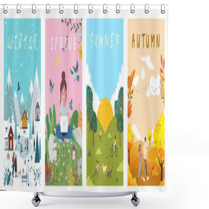 Personality  Set Of Posters For Spring, Summer, Autumn And Winter.  Shower Curtains