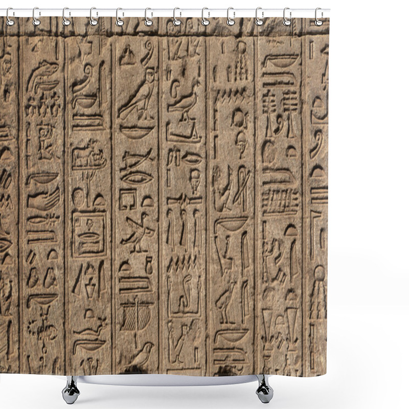 Personality  Hieroglyphic Carvings In Ancient Egyptian Temple Shower Curtains