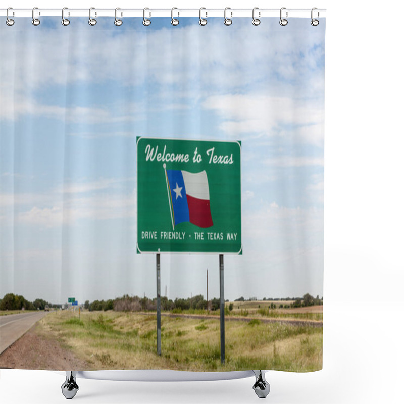 Personality  Welcome To Texas  Road Sign Shower Curtains