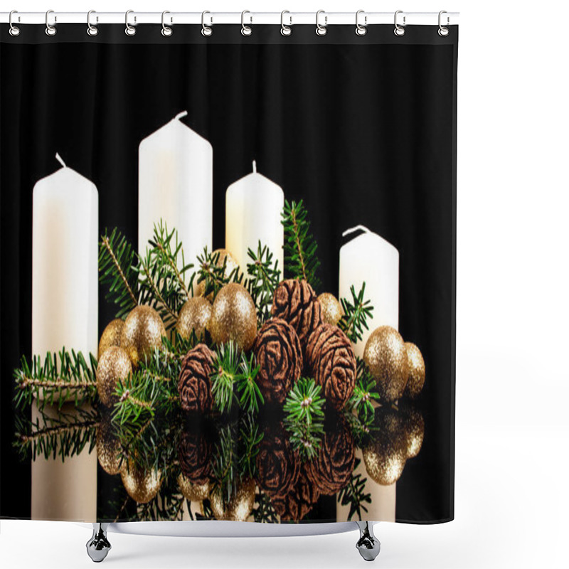 Personality  Christmas Candles On A Black Background Shower Curtains