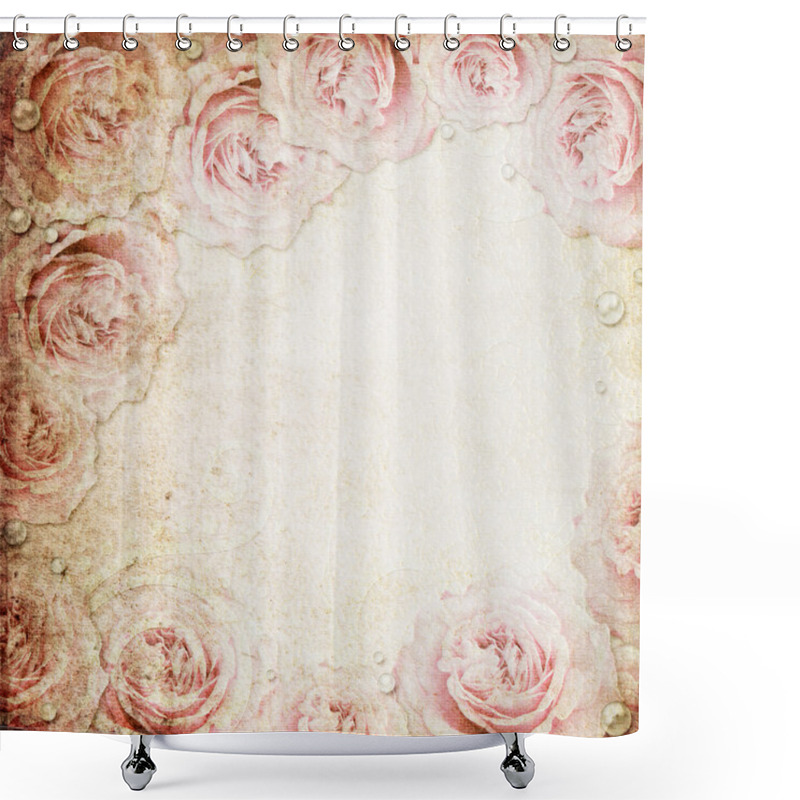 Personality  Grunge Beige And Pink Wedding Background Shower Curtains