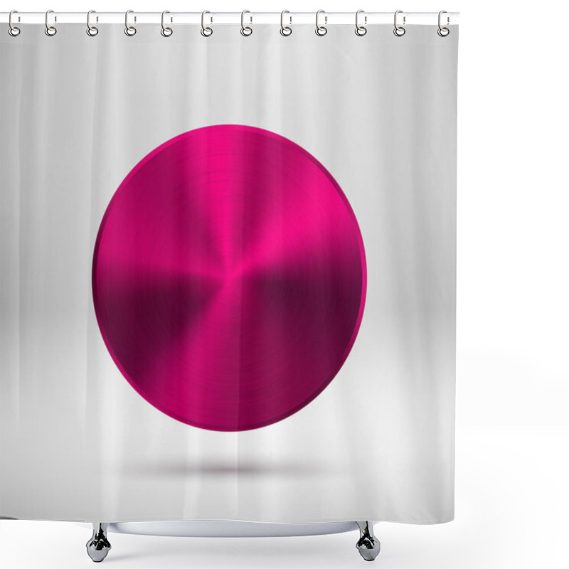 Personality  Magenta Abstract Circle Button With Metal Texture Shower Curtains