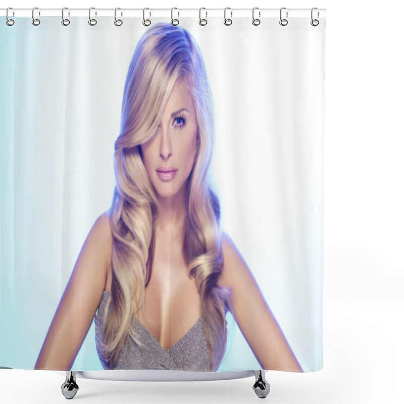 Personality  Fashion Portrait Of Blonde Beauty Shower Curtains