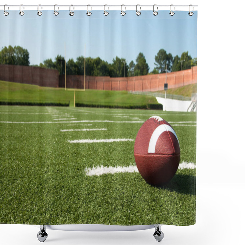 Personality  Closeup Of American Football On Field Shower Curtains