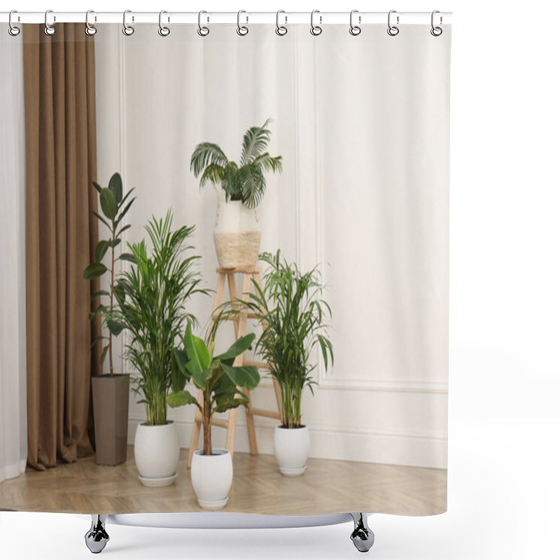 Personality  Different Beautiful Indoor Plants In Room. House Decoration Shower Curtains