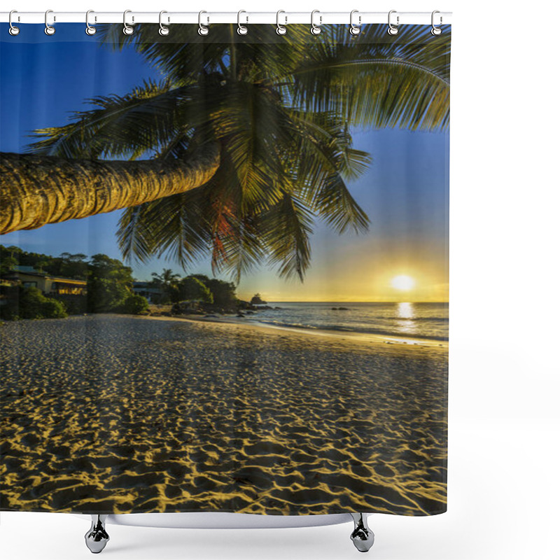 Personality  Beautiful Romantic Sunset With A Palm In Paradise, Seychelles Be Shower Curtains