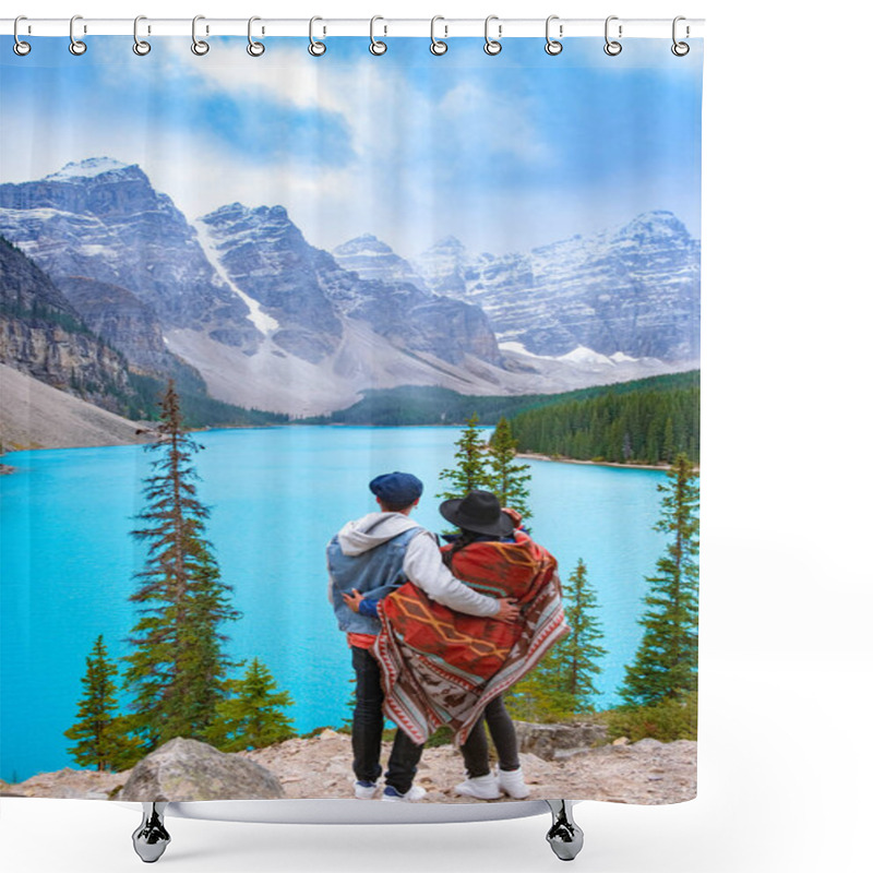 Personality  The Beautiful Lake Moraine At Sunset, Beautiful Turquoise Waters Of The Moraine Lake With Snow-covered Rocky Mountains In Banff National Park Of Canada Shower Curtains