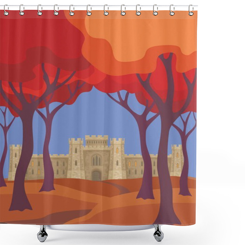 Personality  Evening Landscape With Castle Shower Curtains