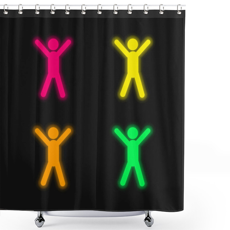 Personality  Arms Up Silver Plated Metallic Icon Shower Curtains