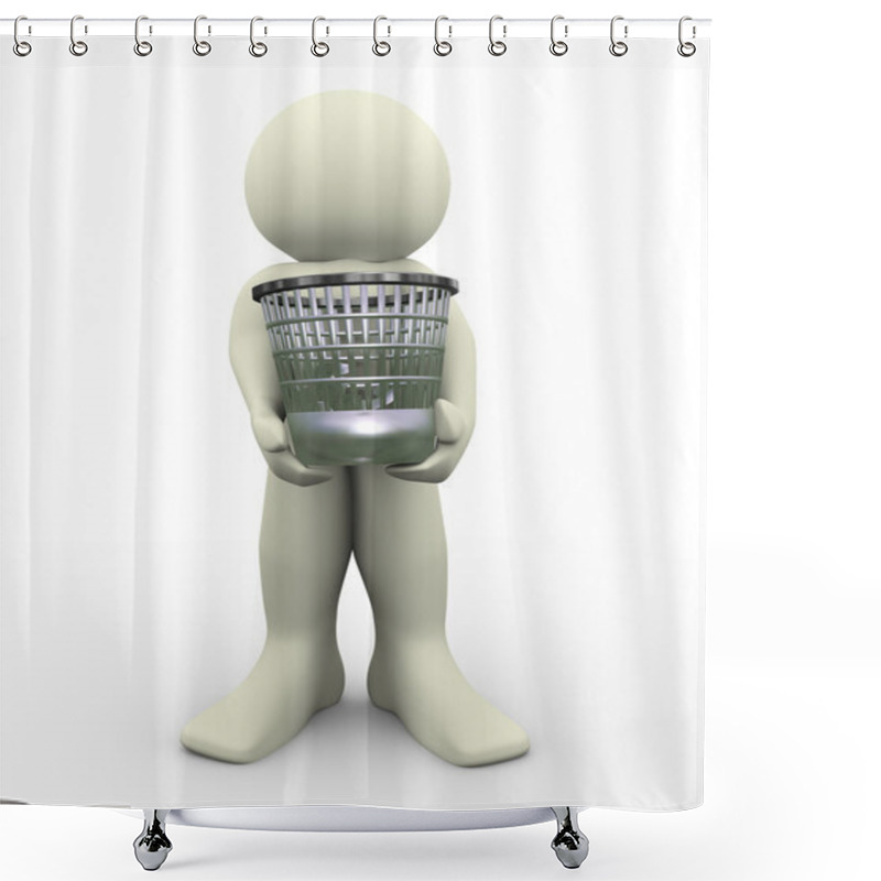 Personality  3d Man Carrying Waste Basket Shower Curtains