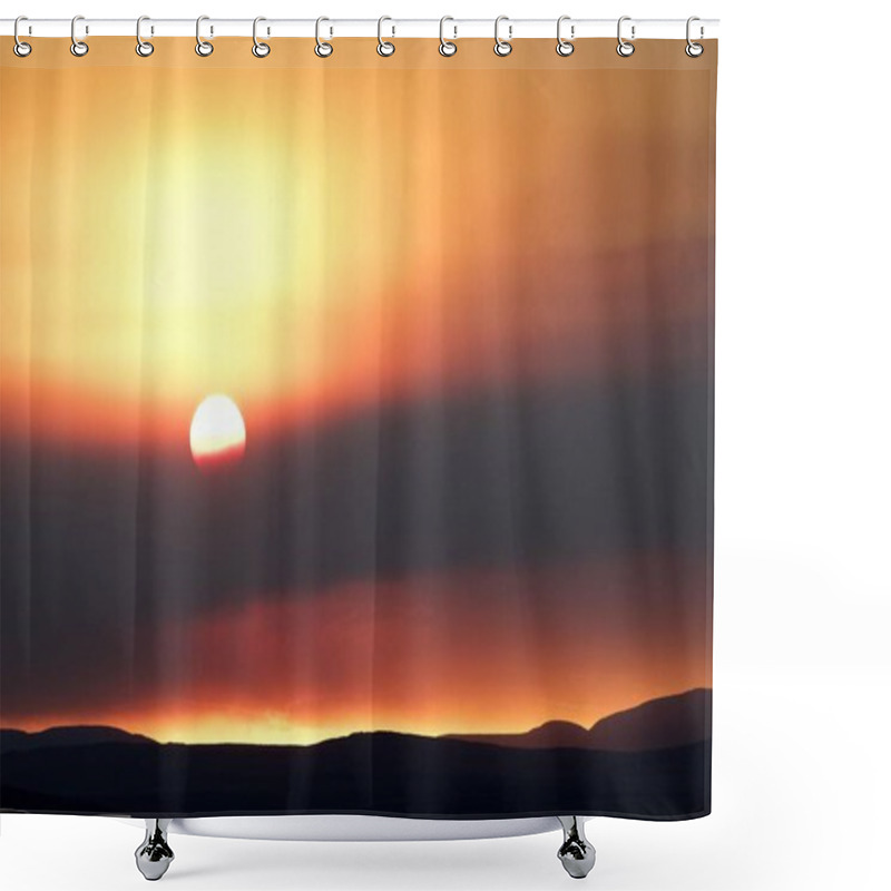 Personality  Orange Sunset In Sky With Smoke Cloud Shower Curtains