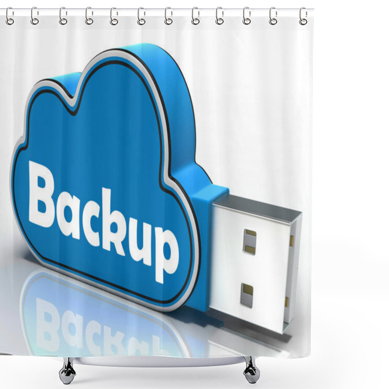 Personality  Backup Cloud Pen Drive Means Data Storage Or Safe Copy Shower Curtains