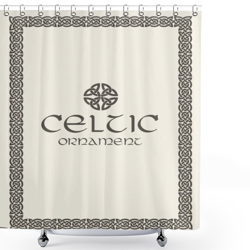 Personality  Celtic Knot Braided Frame Border Ornament. Vector Illustration. Shower Curtains