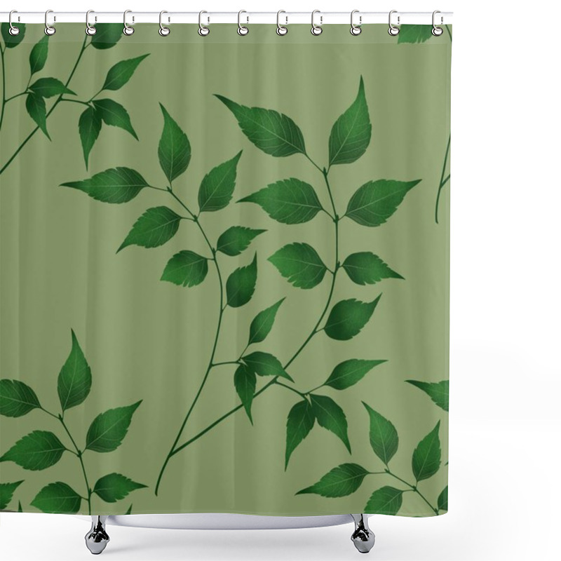 Personality  Leaves Seamless Pattern Background Big Design On Pastel Green For Prints, Textiles, Packaging, Fabrics, And Wrapping Paper Shower Curtains