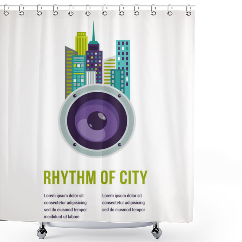 Personality  Music City - Amplifier And Buildings Shower Curtains