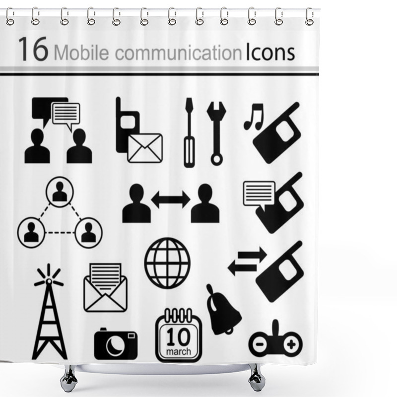 Personality  Set Of Icons - Mobile Communication ( Vector) Shower Curtains