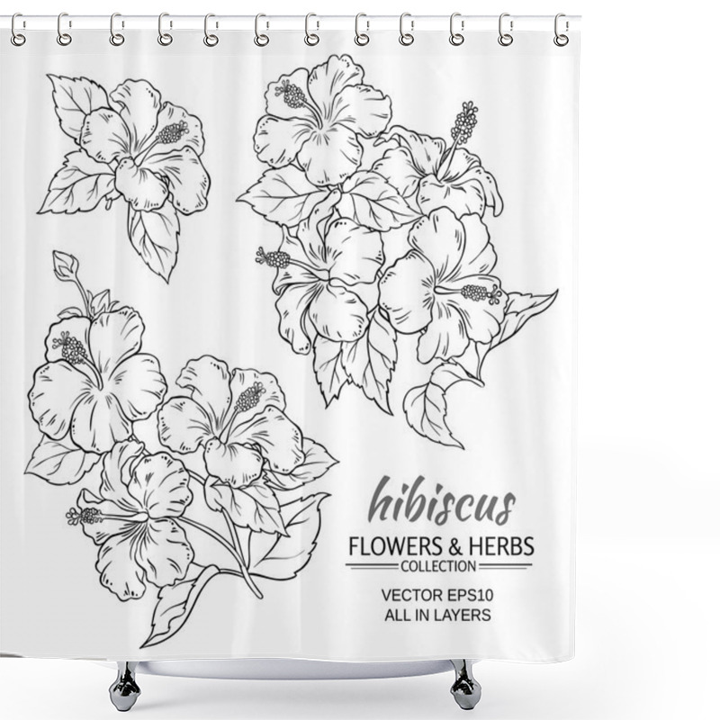 Personality  Hibiscus Flowers Vector Set Shower Curtains