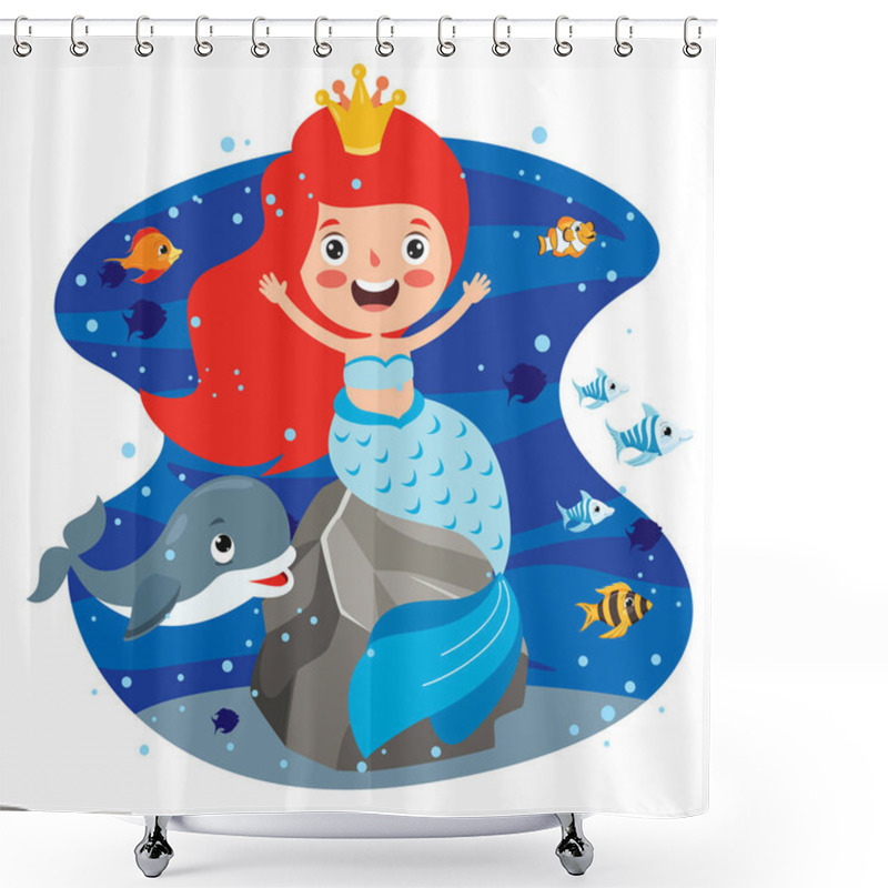 Personality  Cute Beautiful Mermaid Posing Shower Curtains