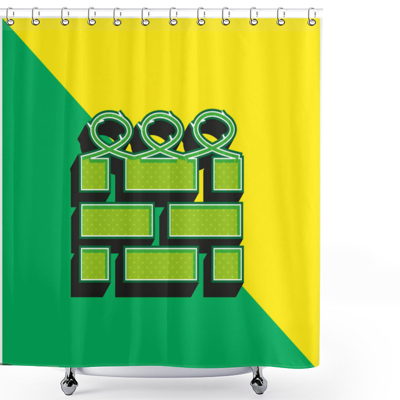 Personality  Brick Wall With Barbed Wire Green And Yellow Modern 3d Vector Icon Logo Shower Curtains