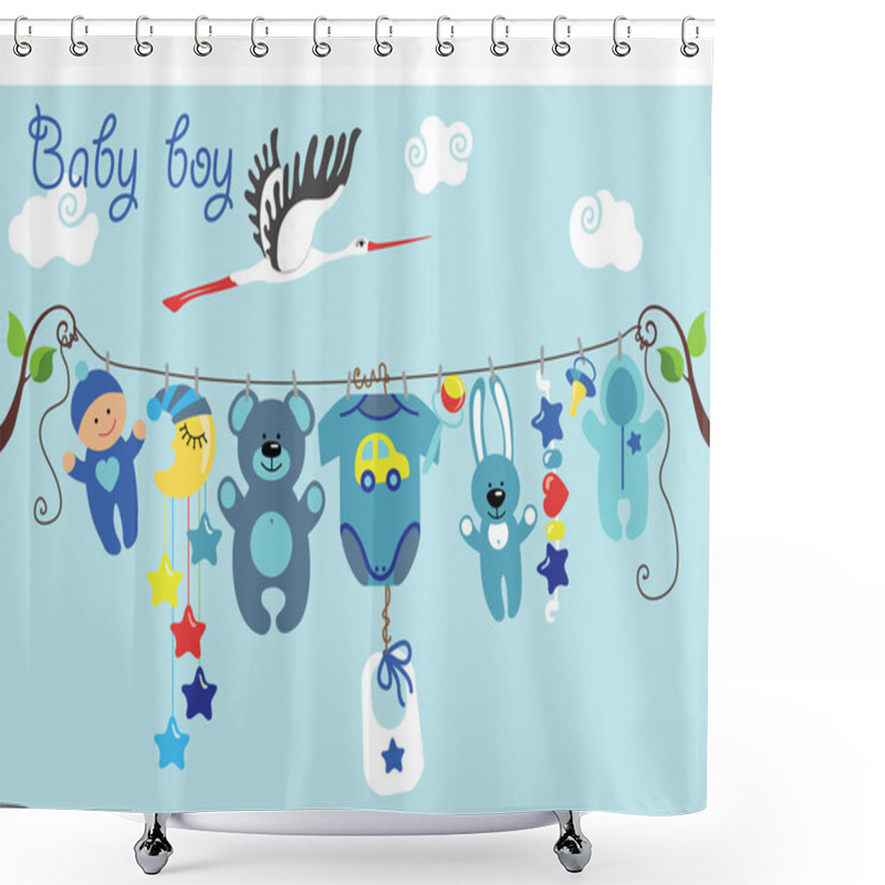 Personality  Cute Cartoon Baby Set. Baby Boy Items Shower Curtains