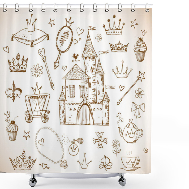 Personality  Sketches Of Princess' Accessories. Shower Curtains