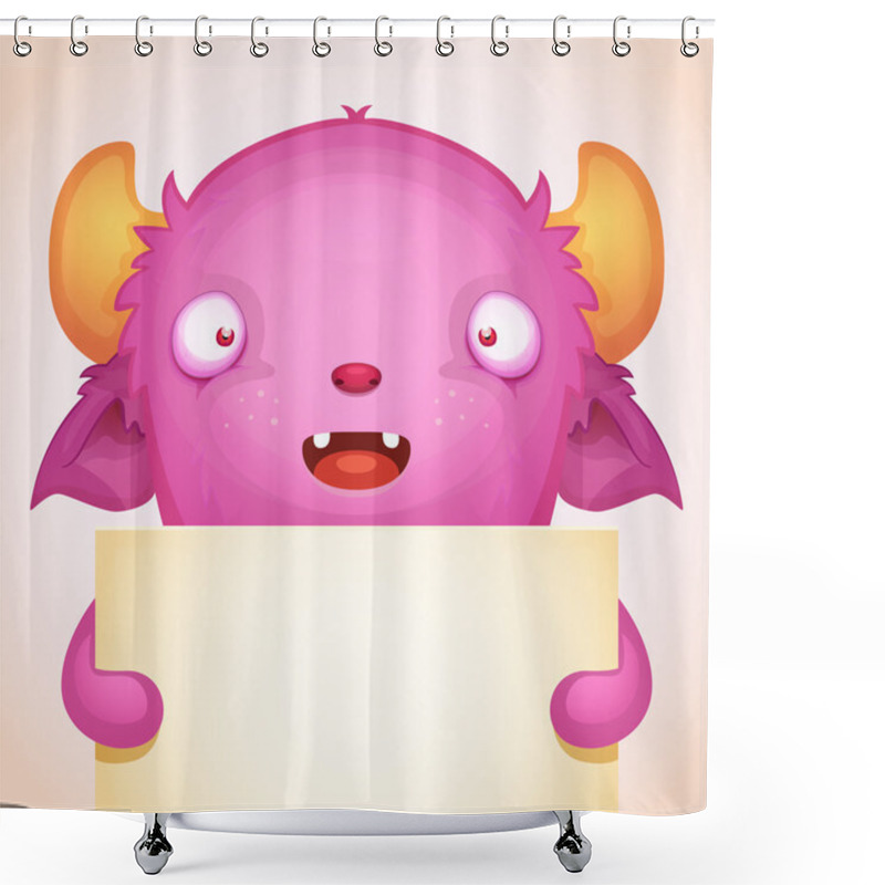 Personality  Monster With Blank Banner Shower Curtains