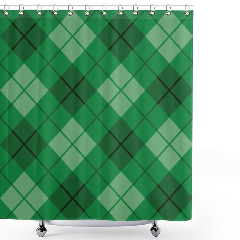 Personality  Bias Plaid Pattern In Green Shower Curtains