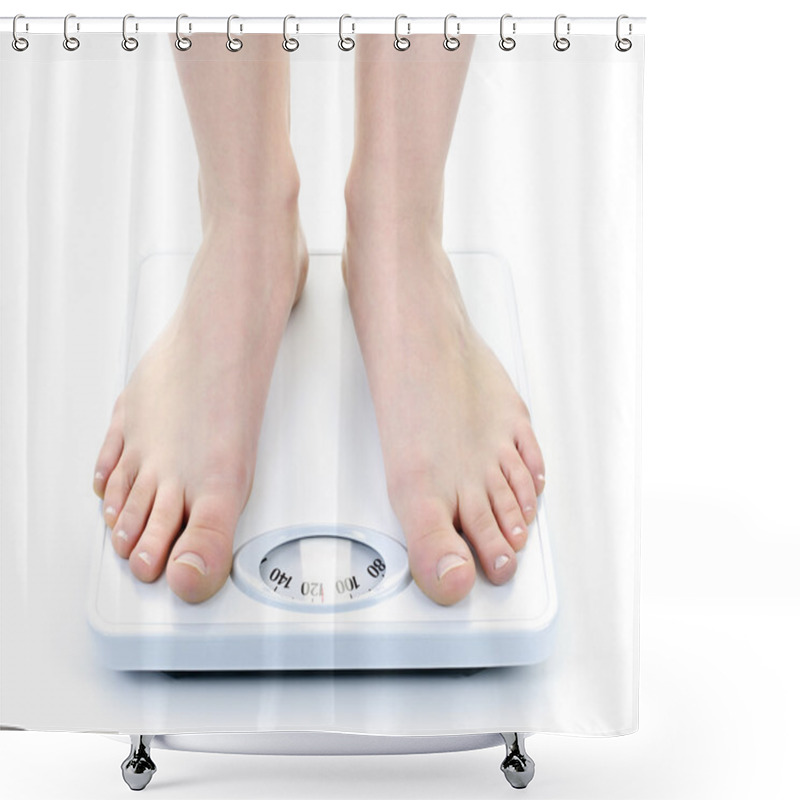 Personality  Feet On Bathroom Scale Shower Curtains