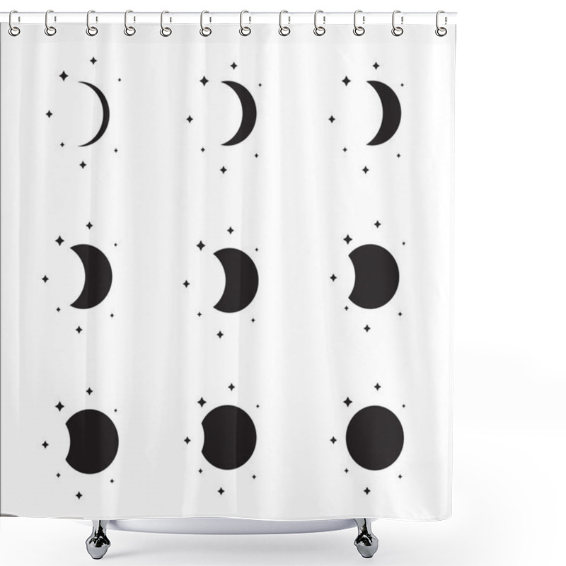 Personality  Moon Phases Silhouettes Set Shower Curtains