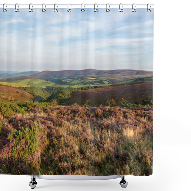 Personality  View Of Porlock Common At The Top Of Porlock Hill In Exmoor Natioanl Park Shower Curtains