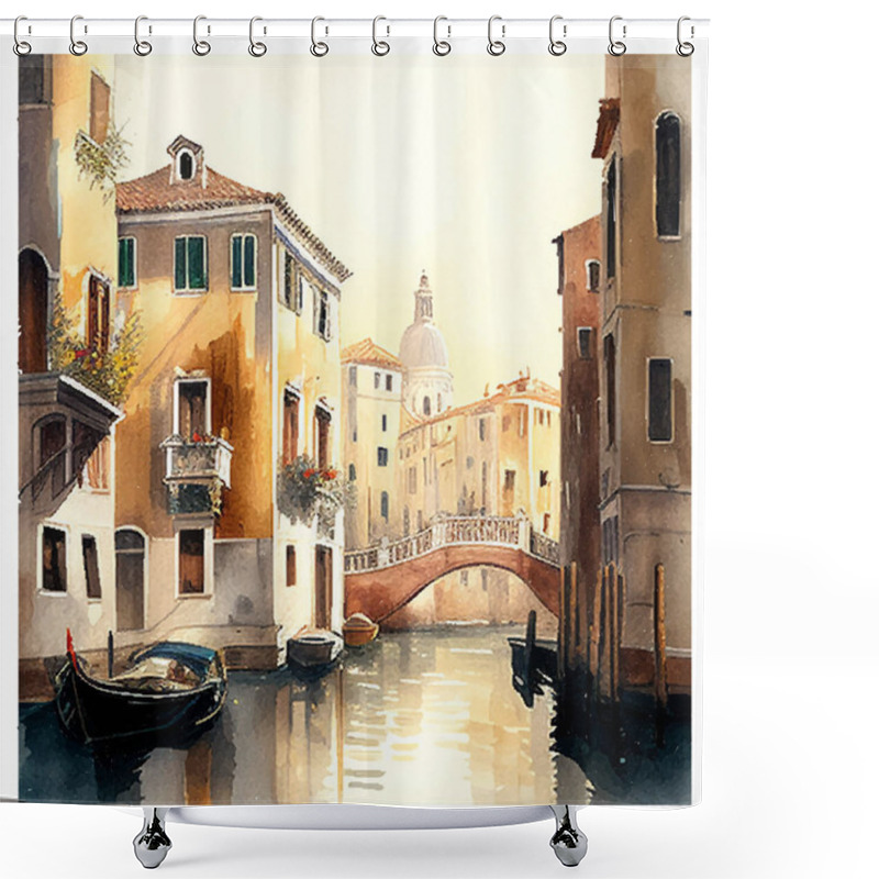 Personality  Venice Grand Canal In Italy Vector Illustration Eps 10. Good For Poster, Gift, Package, Cover, Books, Notebooks, Billboard, Print Boxing Shower Curtains