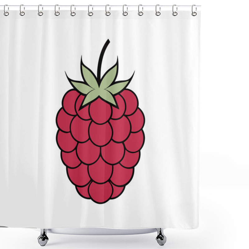 Personality  Monochromatic Raspberry Silhouette - Black And White Berry Illustration, Simple Fruit Design, Minimalist Raspberry Art Shower Curtains