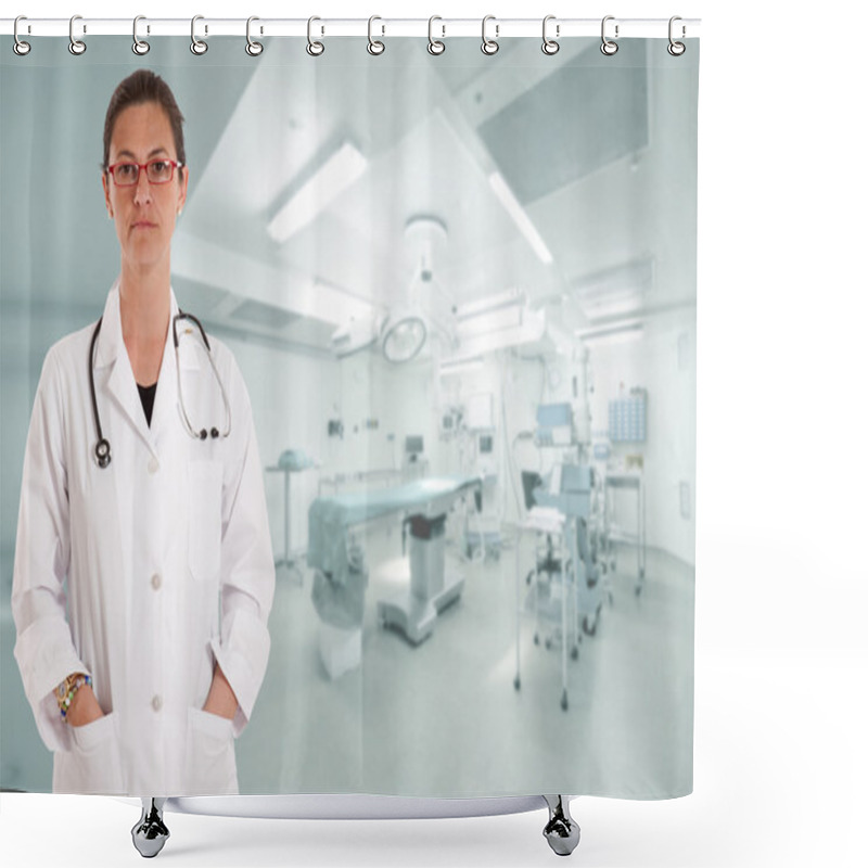 Personality  Serious Female Doctor In Operating Room Shower Curtains