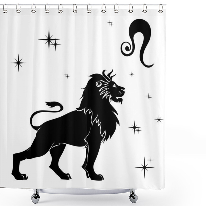 Personality  Black Silhouette Of  Leo Shower Curtains