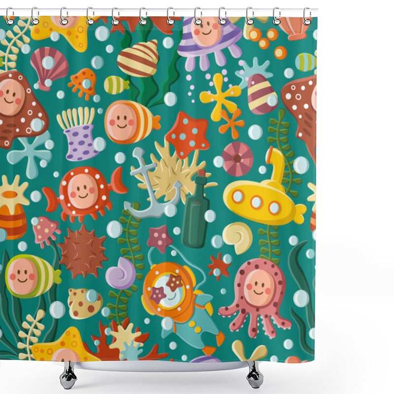 Personality  Cute Sea Pattern Shower Curtains