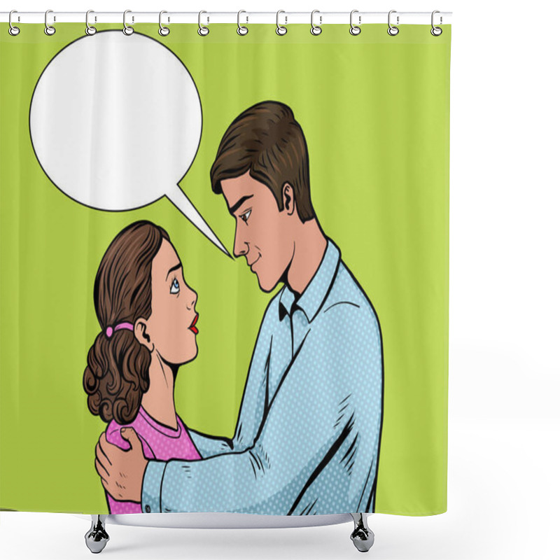 Personality  Couple In Love Pop Art Style Vector Illustration Shower Curtains