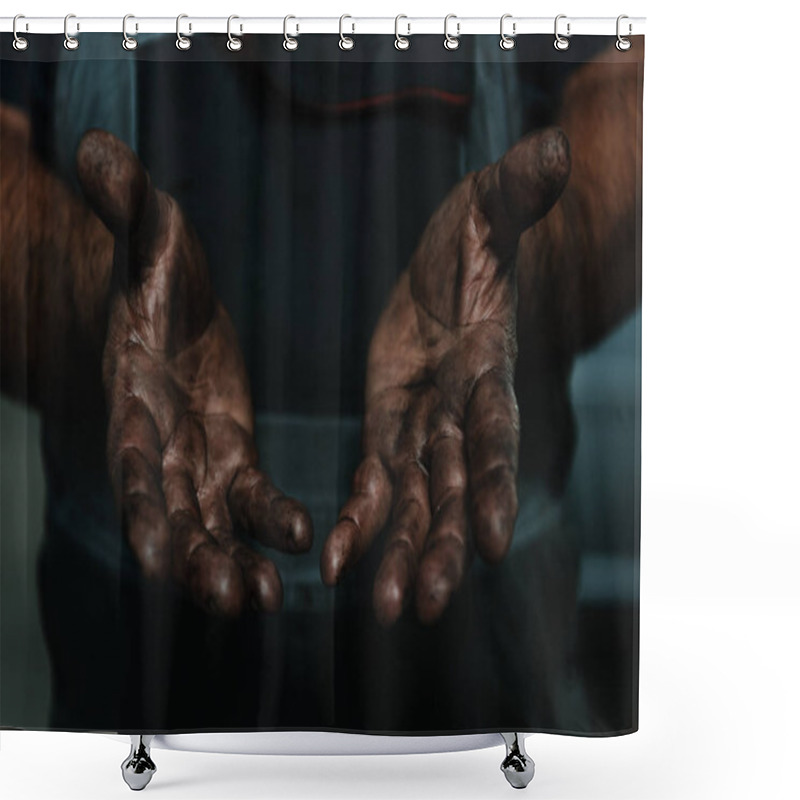 Personality  Male Hands Covered In Oil Shower Curtains