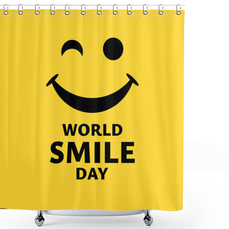 Personality  World Smile Day Greeting Card Template. Vector Illustration Design Shower Curtains