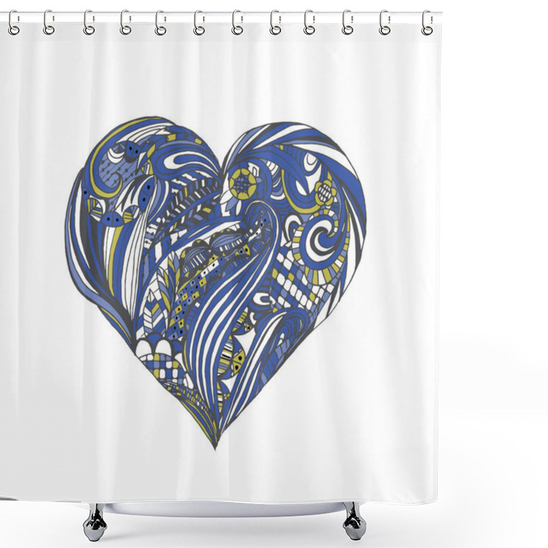 Personality  Handdrawn Doodle Heart For Web Site, Greeting Card And Valentine Shower Curtains